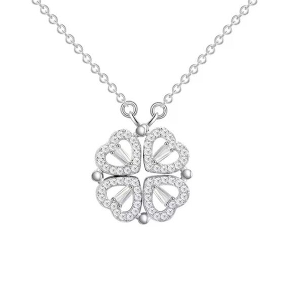 4 Leaf Clover Infinity Necklace 925 Sterling Silver - Picture 1 of 5